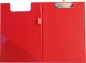 Mobile Preview: Klemmbrettmappe / Schreibmappe / Clipboard-Mappe A4 economy aus Graupappe, mit PVC-Folien Überzug, mit Drahtbügelklemme und Vorderdeckel, leinengeprägt, Farbe: rot - 1 Stück