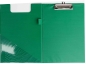Preview: Klemmbrettmappe / Schreibmappe / Clipboard-Mappe A4 economy aus Graupappe, mit PVC-Folien Überzug, mit Drahtbügelklemme und Vorderdeckel, leinengeprägt, Farbe: grün - 1 Stück