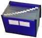 Preview: EXXO by HFP Fächertasche / Aktentasche / Sammeltasche, passend für A4 Unterlagen, 12 Fächer, aus PP, dehnbare Fächer, mit Klarsicht-Taben, Gummiband-Verschluss und Namensschildtaschen, Farbe: blau – 1 Stück