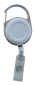 Preview: JOJO – Ausweishalter Ausweisclip Schlüsselanhänger runde Form Metallumrandung Druckknopfschlaufe Farbe weiß- 10 Stück