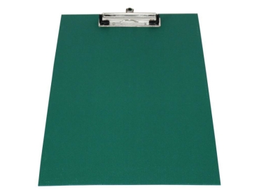 Klemmbrett / Schreibplatte / Klemmplatte A4 economy aus Graupappe, mit PVC-Folien-Überzug, mit Drahtbügelklemme, leinengeprägt, Farbe: grün - 1 Stück