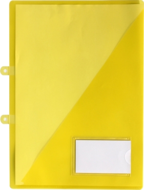 EXXO by HFP Angebotsmappen / Einlegemappen / Sichttaschen A4, aus PP, mit Abheftvorrichtung, Visitenkartenhalter und Innentasche, Farbe: transparent gelb- 10 Stück