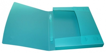 EXXO by HFP Dokumentenbox / Sammelbox / Aufbewahrungsbox A4 quer, aus PP, mit Tragegriff und Steckverschluss, Farbe: transparent türkis - 1 Stück