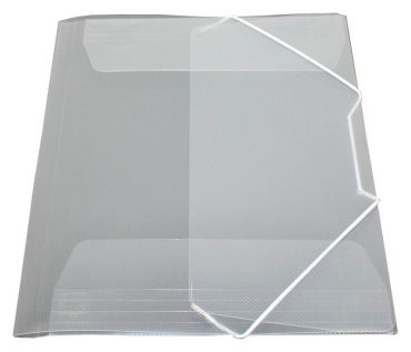 EXXO by HFP Eckspanner / Gummizugmappe / Sammelmappe, A4, aus PP, mit 30mm Füllhöhe, mit Gummizug und 3 Einschlagklappen im Rückendeckel, Farbe: transparent – 1 Stück