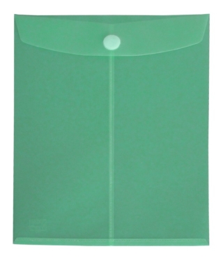 Dokumententaschen mit Klettverschluss A4 hoch, transparent grün, aus PP - 10 Taschen