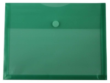 Dokumententaschen A4 quer mit umlaufender Dehnfalte u. Klettverschluss, transparent grün, mit 30 mm Füllhöhe, aus PP - 10 Stück