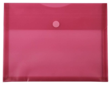 Dokumententaschen A4 quer mit umlaufender Dehnfalte u. Klettverschluss, transparent rot, mit 30 mm Füllhöhe, aus PP - 10 Stück