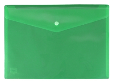 Dokumententaschen mit Druckknopf, A4, quer, transparent grün, aus PP - 10 Stück