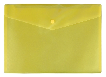 Dokumententaschen mit Druckknopf, A4, quer, transparent gelb, aus PP - 10 Stück