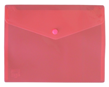 Dokumententaschen Sammelmappen Sichttaschen A5 quer transparent rot- Dokumentenmappe mit Klappe und Druckknopf- 10 Stück