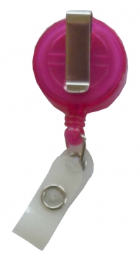 JOJO – Ausweishalter Ausweisclip Schlüsselanhänger, runde Form, Gürtelclip, Druckknopfschlaufe, Farbe transparent pink - 10 Stück