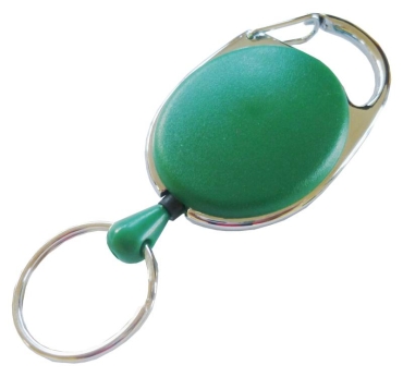 JOJO – Ausweishalter Ausweisclip Schlüsselanhänger ovale Form, Metallumrandung Schlüsselring, Farbe grün - 100 Stück