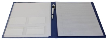 EXXO by HFP Konferenzmappe / Schreibmappe / Kongressmappe A4, aus PP, mit Einschubtaschen, Visitenkartentaschen, inkl. Schreibblock und Registertaschen, Farbe: blau - 1 Stück