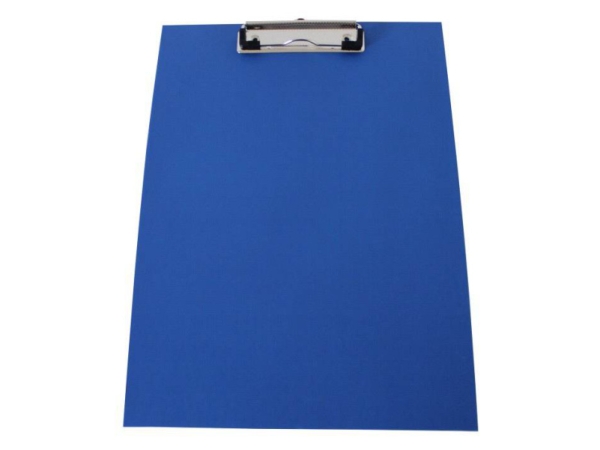 Klemmbrett / Schreibplatte / Klemmplatte A4 economy aus Graupappe, mit PVC-Folien-Überzug, mit Drahtbügelklemme, leinengeprägt, Farbe: blau - 1 Stück