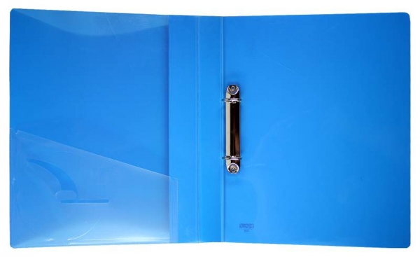 EXXO by HFP Ringbuch / Ringmappe / Ringordner, A4, aus PP, mit Stegtasche und Innentasche, mit 2er D-Ring-Mechanik, Farbe: transparent blau – 1 Stück