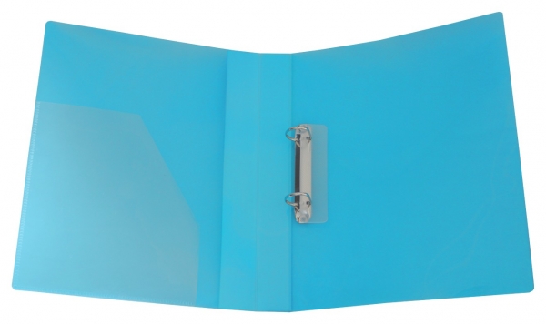EXXO by HFP Ringbuch / Ringmappe / Ringordner, A4, aus PP, mit Stegtasche und Innentasche, mit 2er D-Ring-Mechanik, Farbe: transparent türkis– 1 Stück