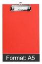 Klemmbrett / Schreibplatte / Klemmplatte economy aus Graupappe, A5, mit PVC-Folien Überzug, mit Drahtbügelklemme, leinengeprägt, Farbe: rot - 1 Stück
