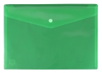 Dokumententaschen mit Druckknopf, A4, quer, transparent grün, aus PP - 10 Stück