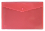 Dokumententaschen mit Druckknopf, A4, quer, transparent rot, aus PP - 10 Stück
