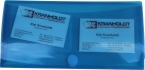 Dokumententaschen Sammelmappen Sichttaschen DIN Lang quer transparent blau- Dokumentenmappe mit 2 Visitenkartentaschen, Klappe und Klettverschluss - 10 Stück