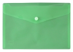 Dokumententaschen Sammelmappen Sichttaschen A5 quer transparent grün- Dokumentenmappe mit Klappe und Druckknopf- 10 Stück