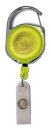 JOJO – Ausweishalter Ausweisclip Schlüsselanhänger runde Form Metallumrandung Druckknopfschlaufe Farbe transparent gelb - 10 Stück